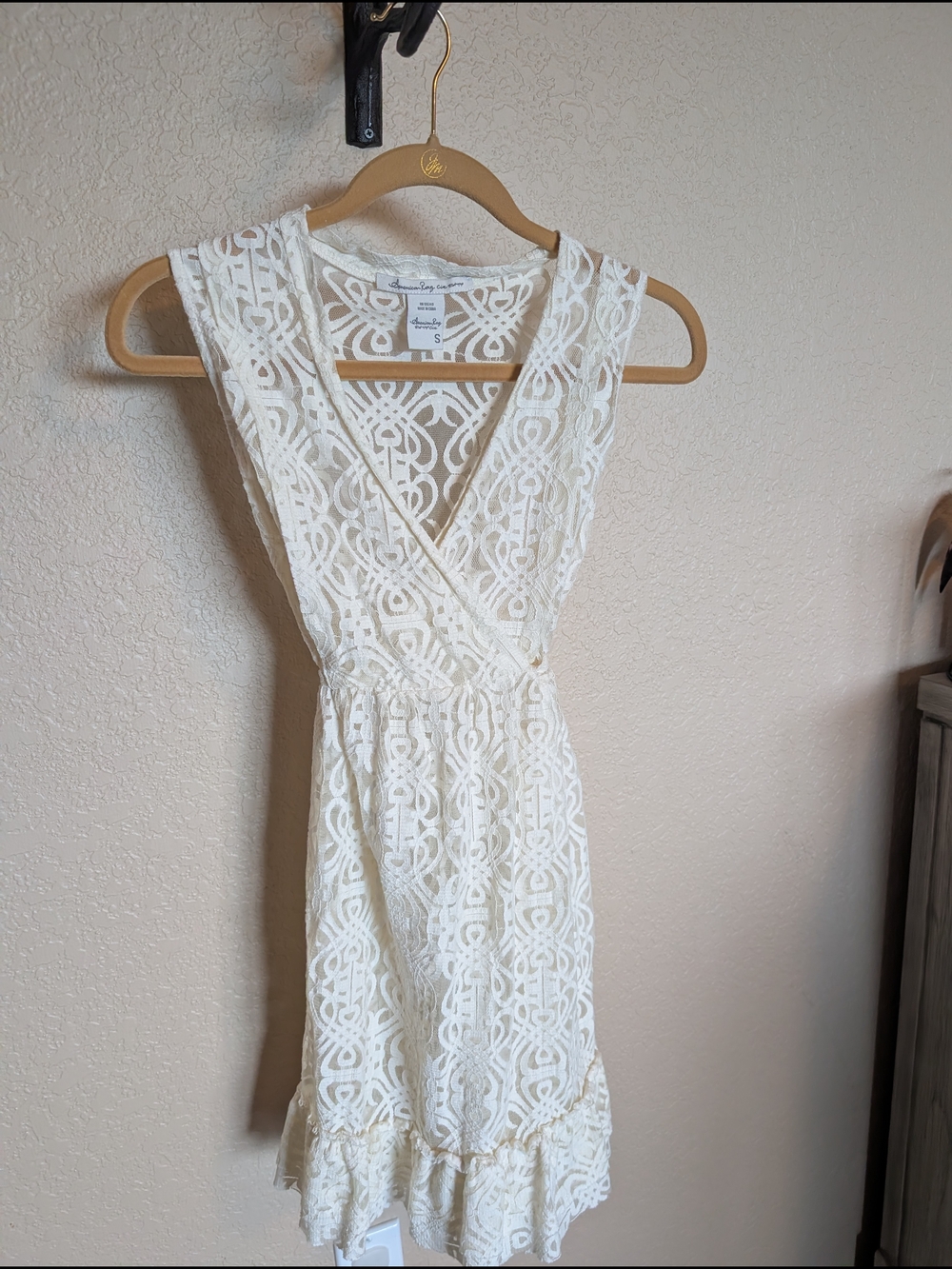 American Rag Cream Lace V-Neck Mini Dress